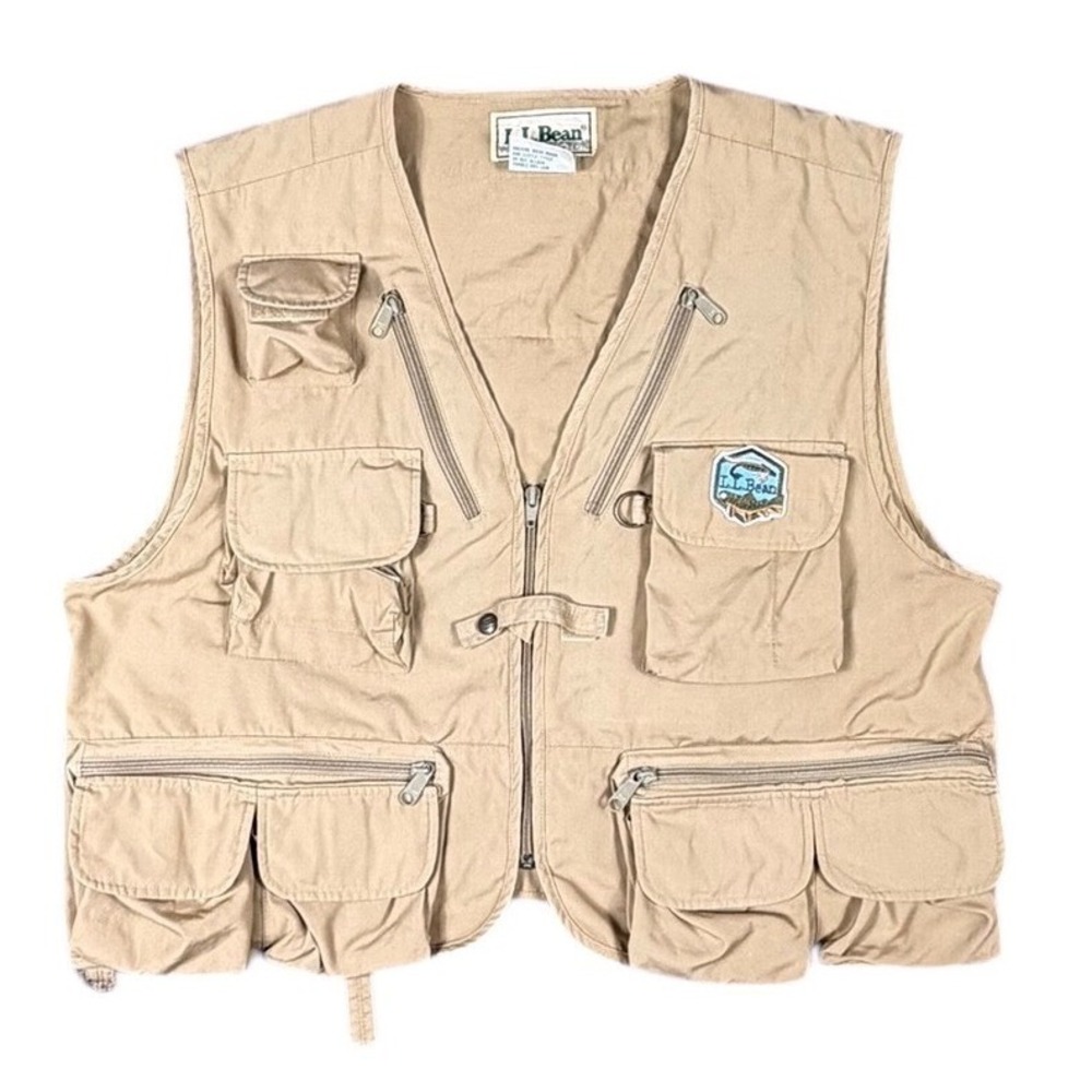 Vintage L.L.Bean Fly Fishing Vest‎ Khaki Multi Pocket Utility Outdoor Mens XL